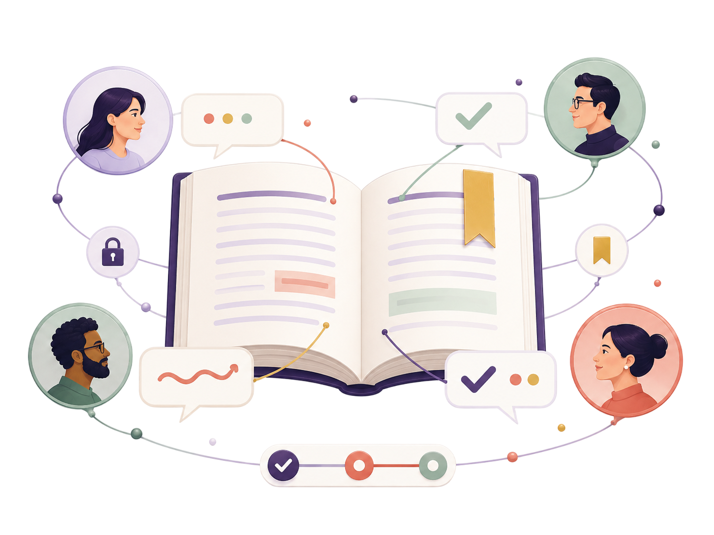 Readers contributing comments and review insights around a manuscript.